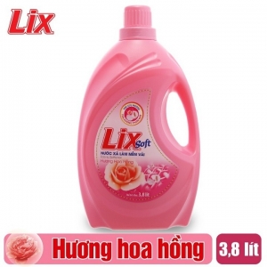 Nước xả Lix soft làm mềm vải hương hoa hồng 3,8lit