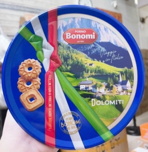 BÁNH QUY BONOMI ITALY 120GR HỘP THIẾC màu xanh